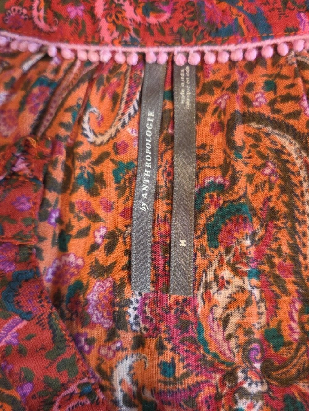 Anthropologie Pink Paisley Ruffled V-Neck Tiered Mini Dress - Picture 10 of 13